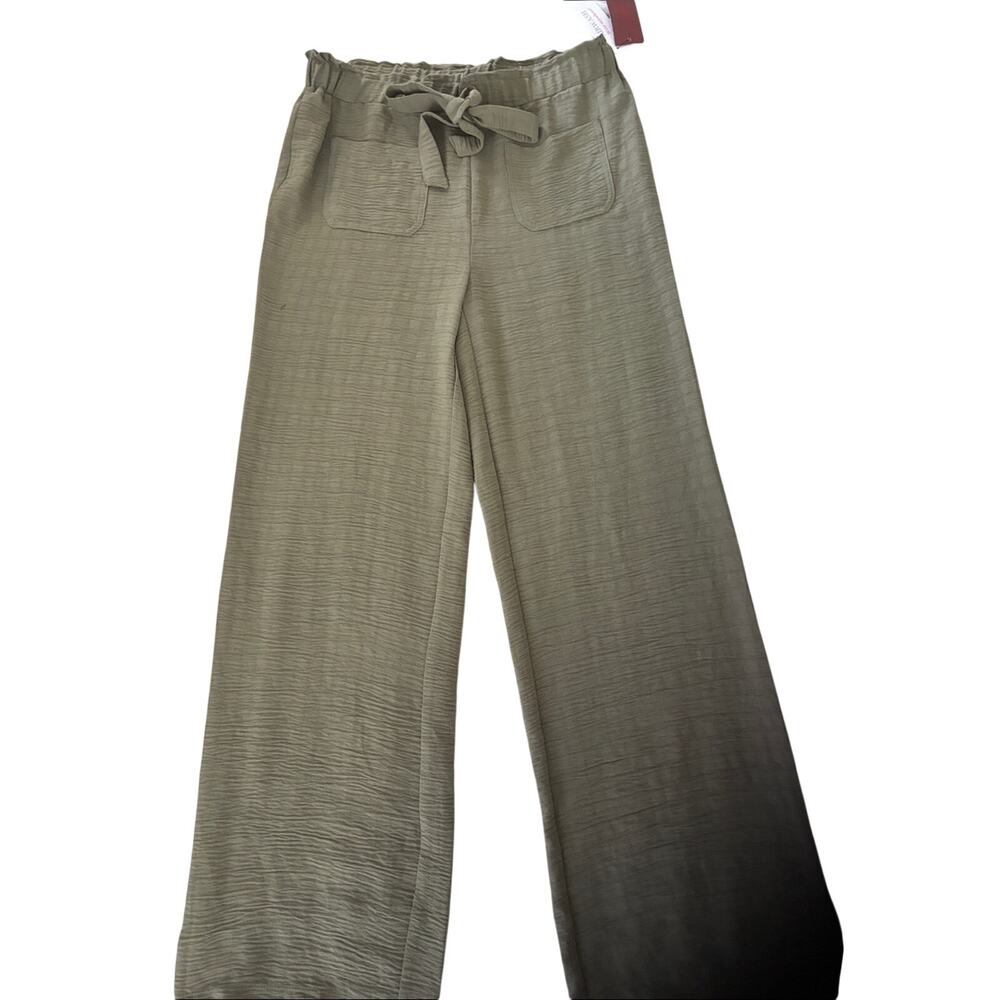 Scarlett Olive Green Wide-Leg Drawstring Pants NWT